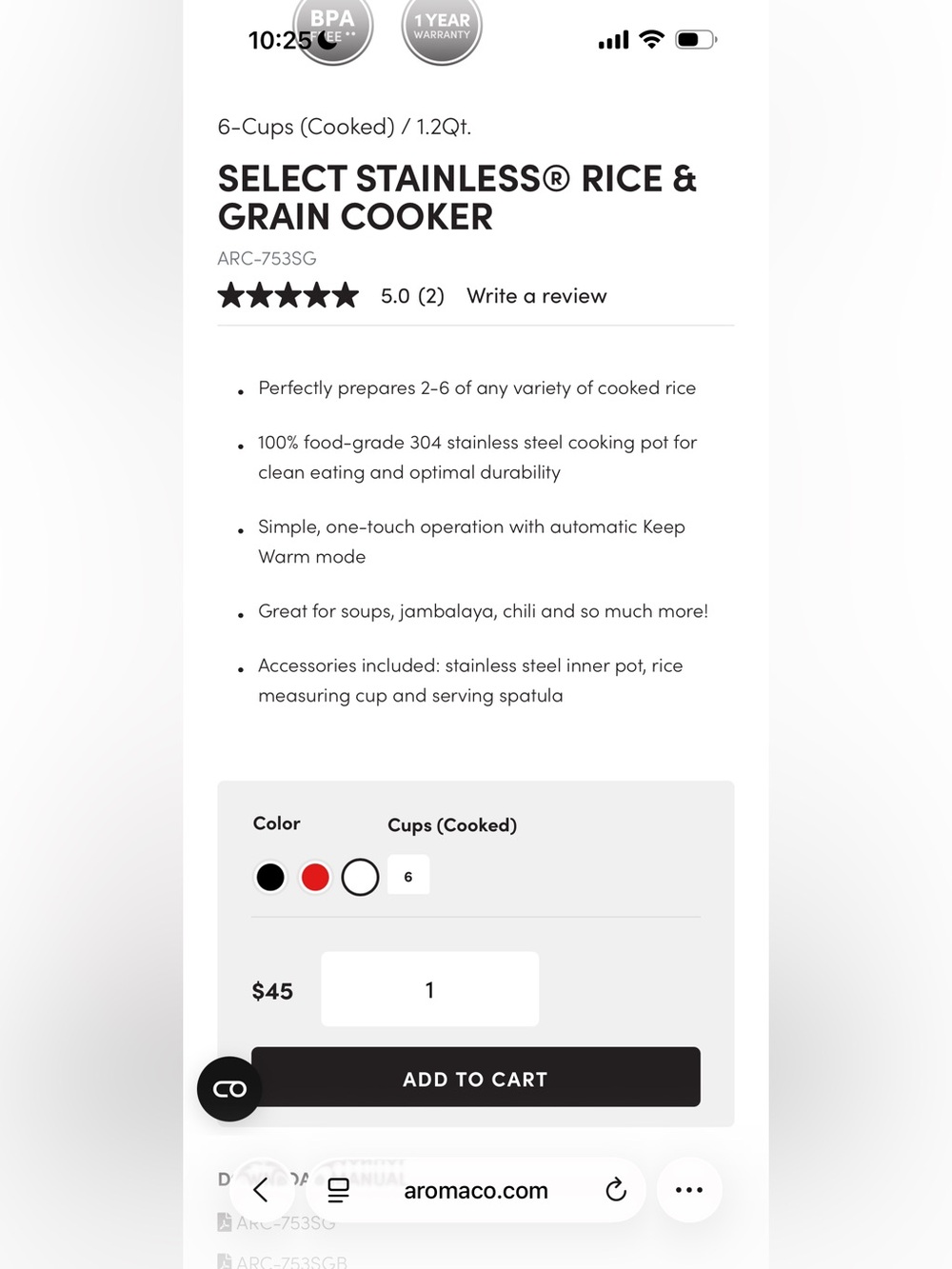 Mini 6-cup Aroma Rice Cooker - Picture 9 of 9